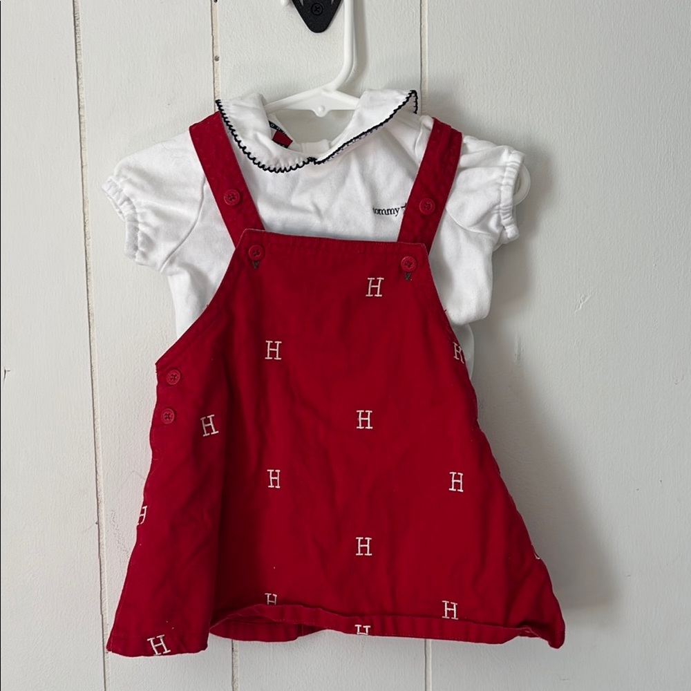 Red Dress with White Embroidery